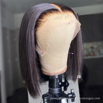 Wholesale Raw Brazilian Virgin Human Hair Short Bob Wigs Hd Full Lace Front Wig For Black Women Cheap  Lace Frontal Closure Wig
